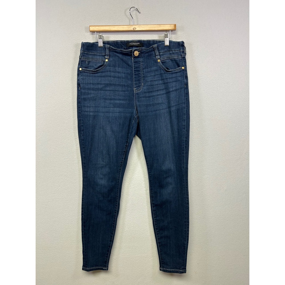 Liverpool Classic Minimalist Women 16W Dark Wash High Rise Skinny Jeans